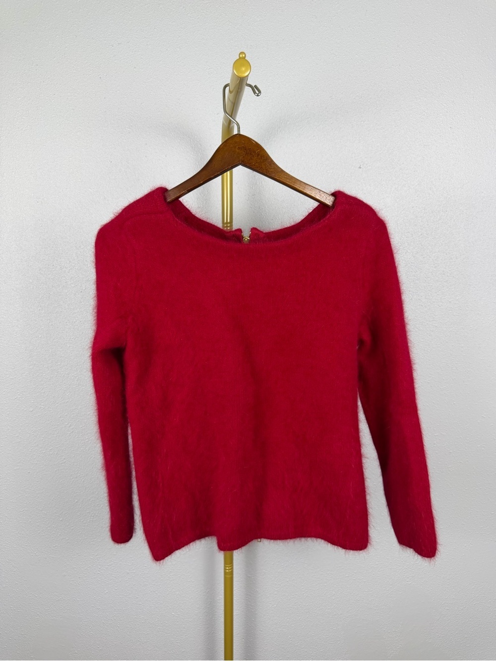 ba&sh Red Angora Blend Sweater Gold Full Back Zip Size 1